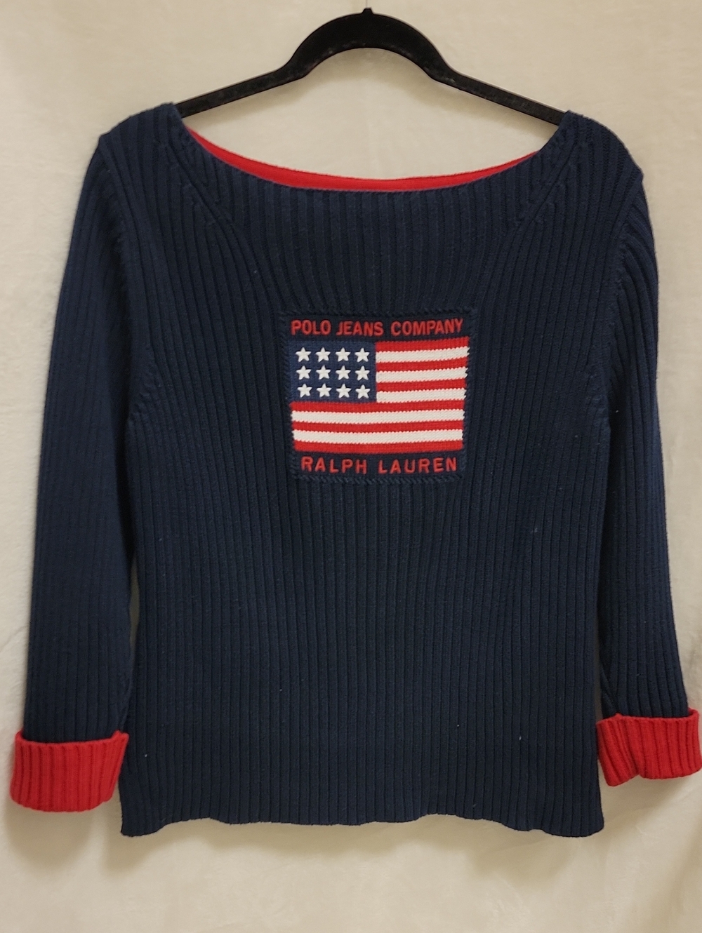 Ralph Lauren Polo Jeans Co American Flag Knit Vintage Sweater